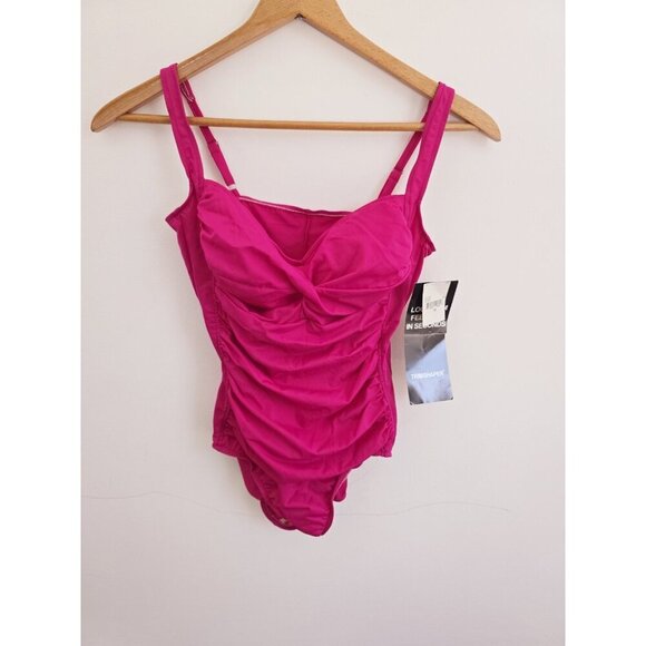 Trimshaper Other - Trimshaper New Fuchsia Pink One Piece 482502 Wireless Beach Swimsuit Size 18